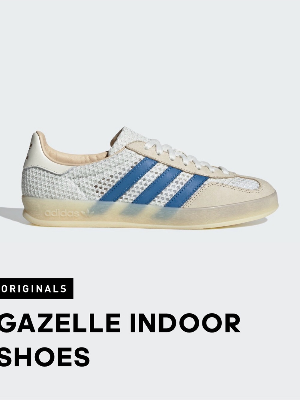 adidas Gazelle Indoor Sneaker in White and Blue